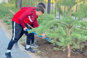 Астанада жас футболшылар «Таза Қазақстан» акциясы аясында ағаш отырғызуға қатысты