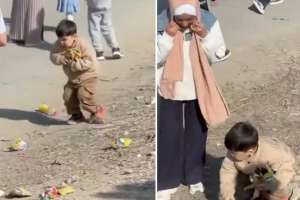 «Кішкентай эколог мырза»: атыраулық балақайдың мерекеден кейін қоқыс жинағаны елді сүйсінтті