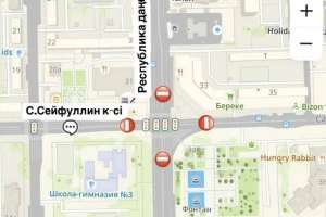 Республика даңғылы мен С.Сейфуллин көшесінің қиылысы жабылады