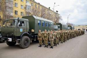 Құрлық әскерлері әскери институтының курсанттары Жеңіс парадына қатысады