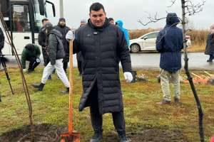 «Қазақстан барысы» турнирінің балуандары Астанада ағаш отырғызды