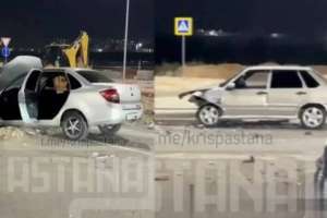 Астанада «Нұрлы жол» вокзалына барар жолда екі көлік қоршауға соғылды