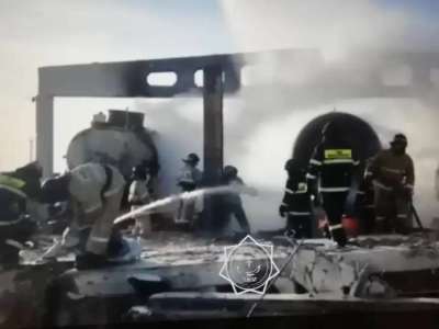 Жезқазғанда мұнай базасында өрт шығып, 4 адам ауруханаға түсті