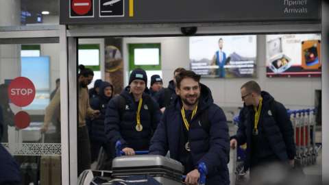 Шайбалы хоккейден Азия чемпионы атанған ерлер құрамасы Астанаға оралды