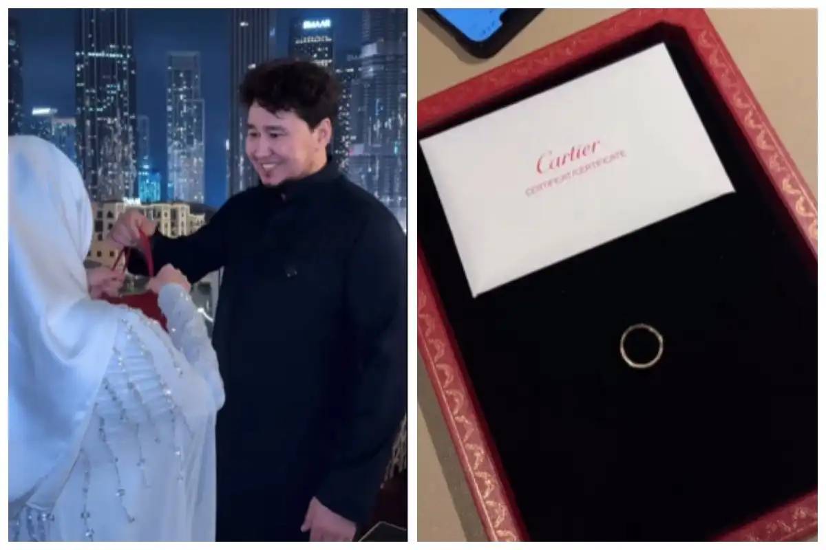 «Құны – 4 миллион теңге»: Жахан Отарғалиев әйеліне мәхр сыйлады (ВИДЕО)