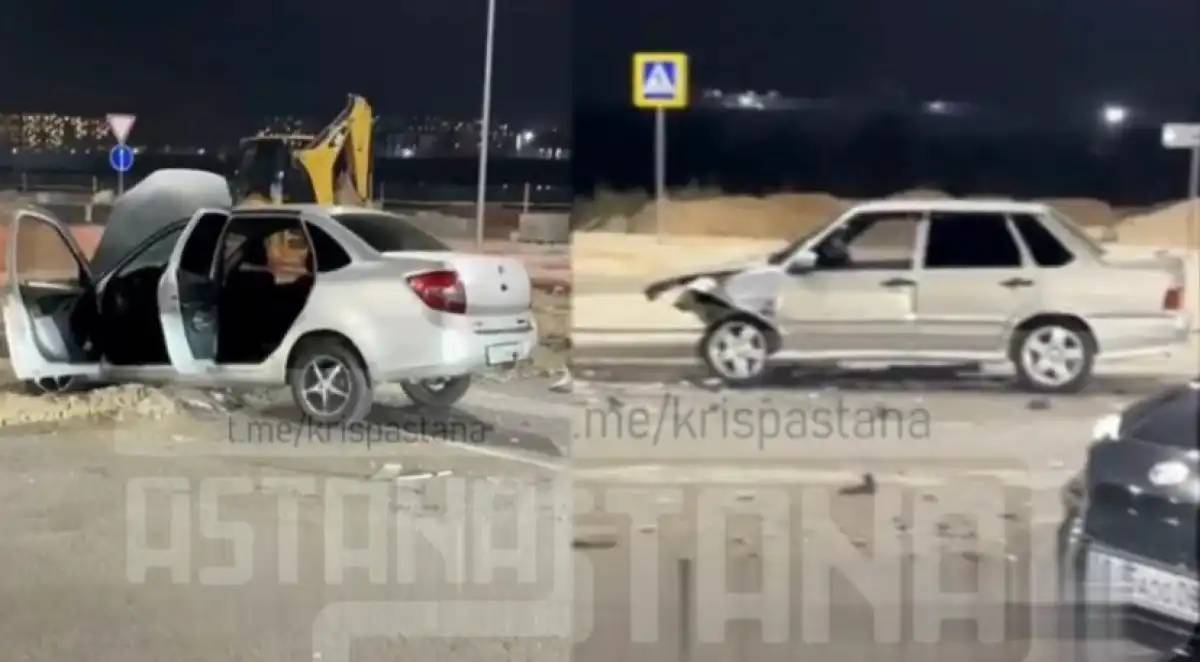 Астанада «Нұрлы жол» вокзалына барар жолда екі көлік қоршауға соғылды