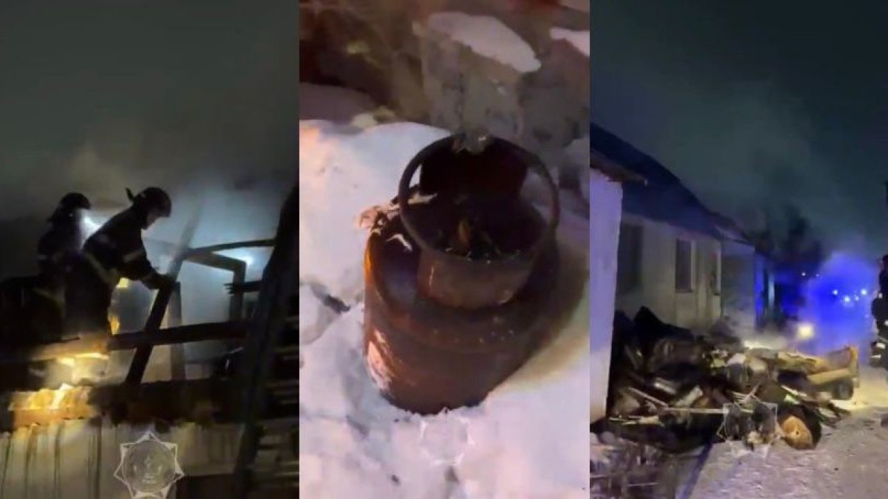 Елордада өртенген жеке тұрғын үйден газ баллондары дер кезінде шығарылды